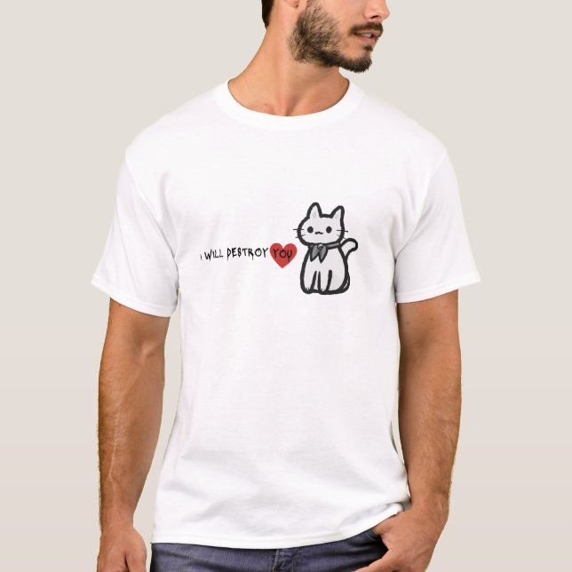 Jag kommer att förstöra dig - ondskefullt kattskjo t shirt (Framsida)