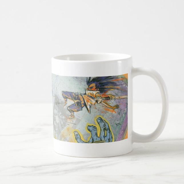 "Jag kommer att försvara mig själv"-mugg Kaffemugg (Höger)