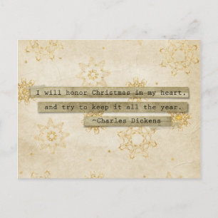 Jag kommer att HOnor jul Charles Dickens Snowflake Helg Vykort