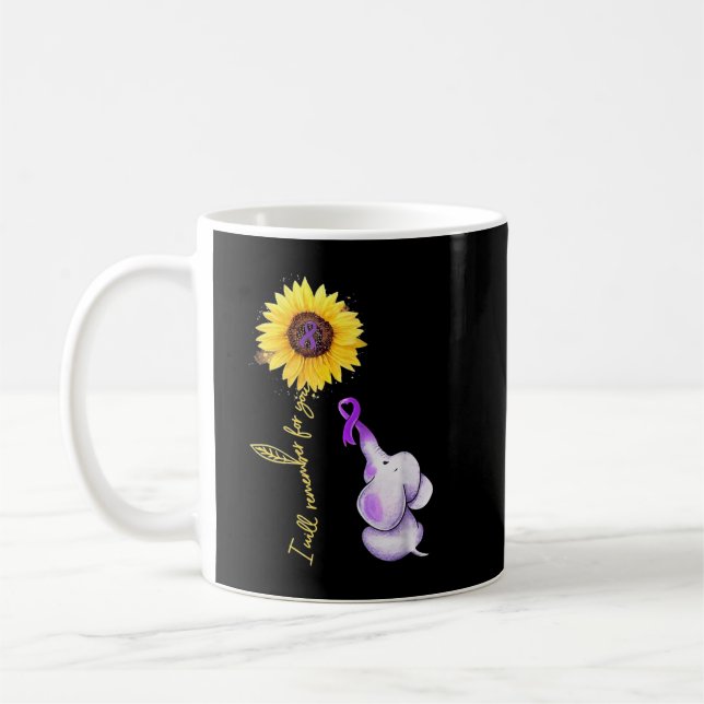 Jag kommer att minnas Alzheimer Awareness Elepha Kaffemugg (Vänster)