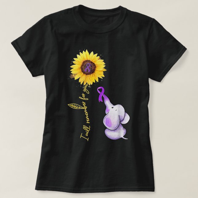 Jag kommer att minnas Alzheimer Awareness Elepha T Shirt (Design framsida)