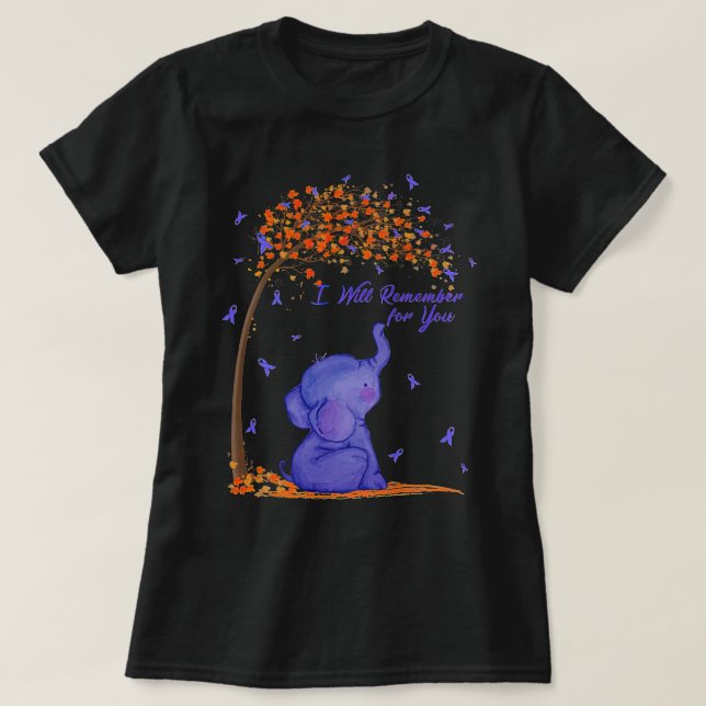 Jag kommer att minnas Alzheimers medvetandegörande T Shirt (Design framsida)