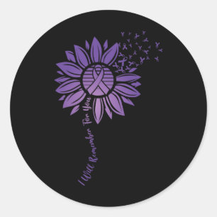 Jag kommer att minnas för er Lila Solros Alzheimer Runt Klistermärke