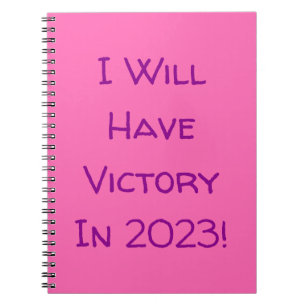 Jag kommer att segra 2023! Magenta och Shock rosa Anteckningsbok