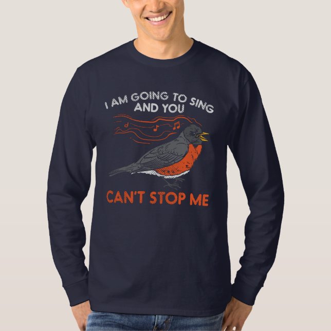 Jag kommer att sjunga röd robin fågel t shirt (Framsida)