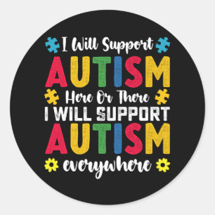 Jag kommer att stödja autism här eller där runt klistermärke