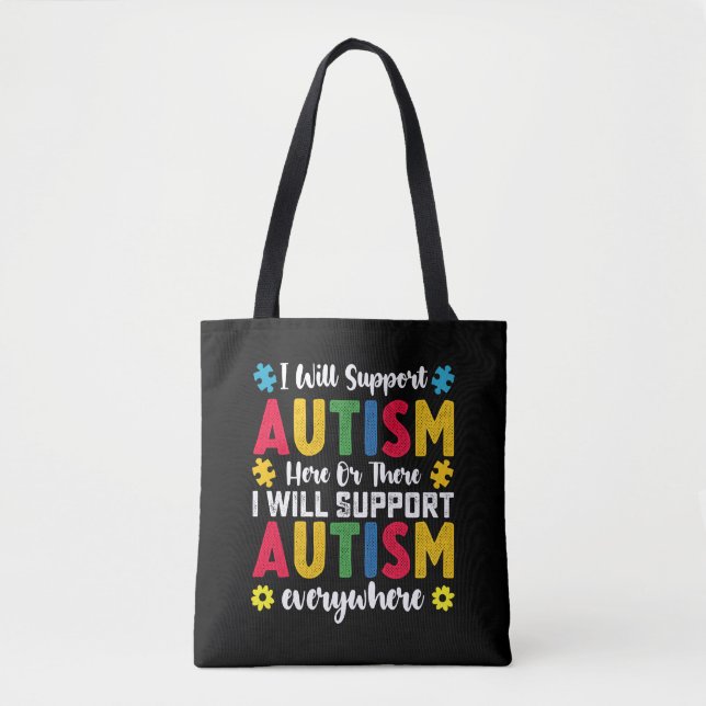 Jag kommer att stödja autism här eller där tygkasse (Framsida)
