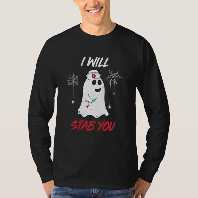 Jag kommer att stryka dig, Ghost Funny Halloween C T Shirt (Framsida)