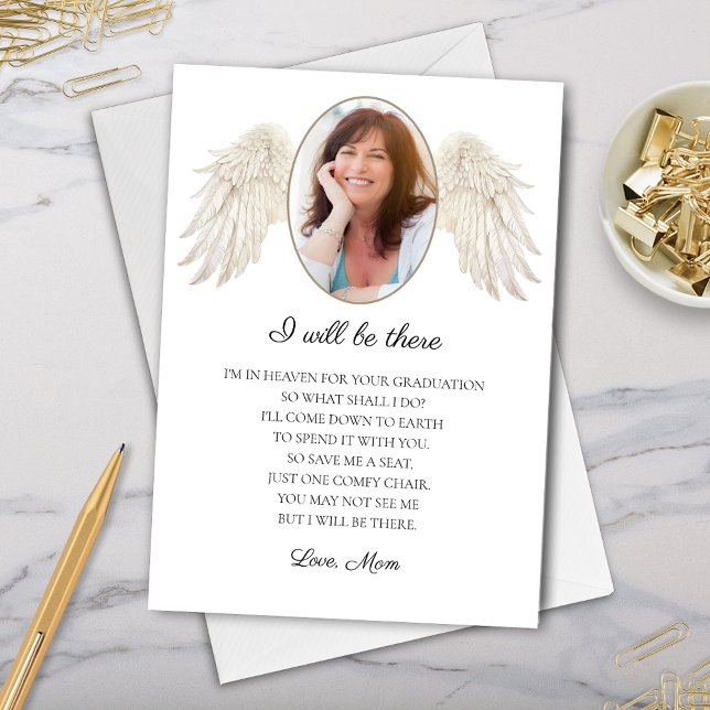 Jag kommer att vara där Mamma Memorial för Student Julkort (i will be there card from deceased mom in heaven to graduate with please save a seat memorial poem)