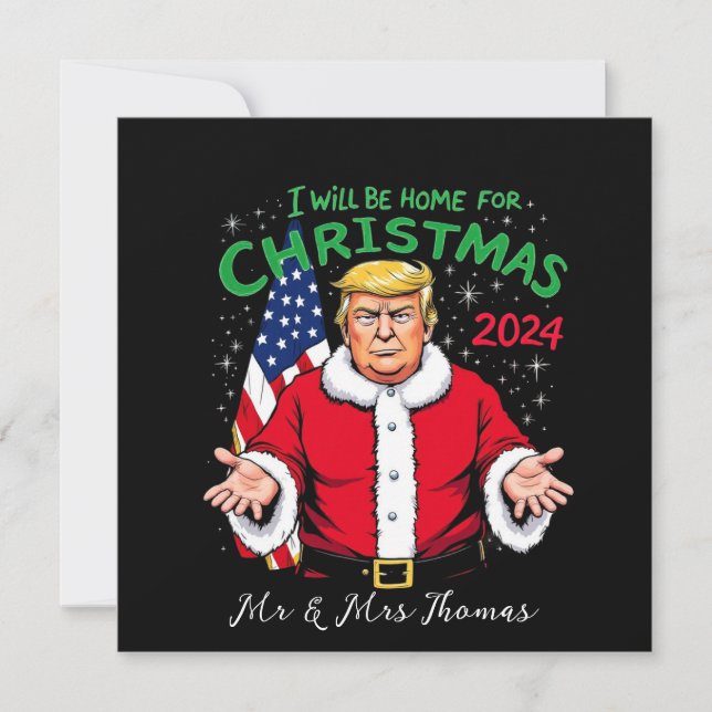 Jag kommer att vara hemma till jul 2024 Firande Inbjudningar (Framsida)