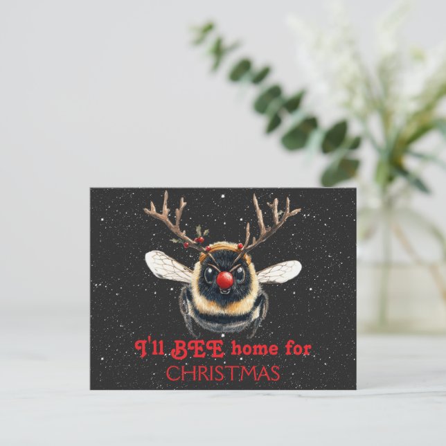 Jag kommer att vara hemma till jul Bih Bee Vykort (Stående Fram)