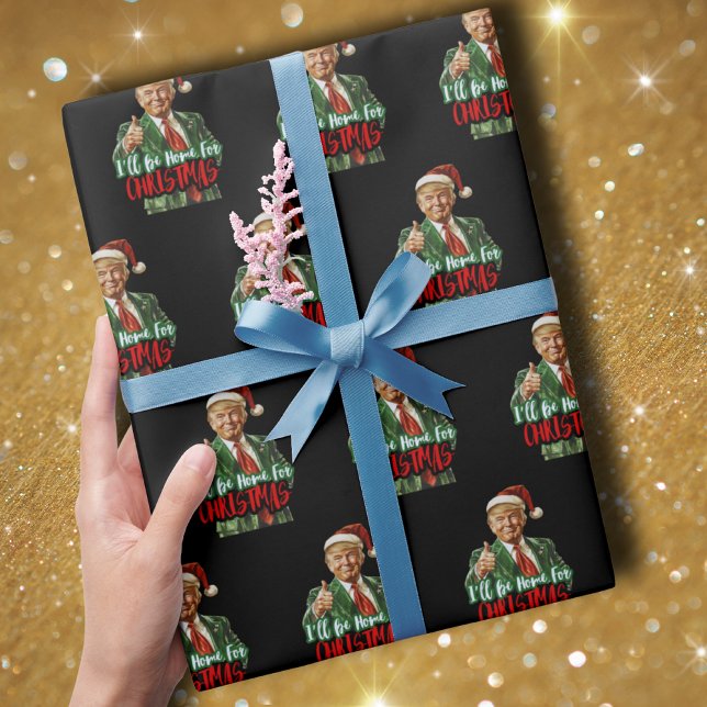 Jag kommer att vara hemma till julklappen presentpapper (Skapare uppladdad)