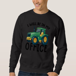 Jag kommer att vara på mitt kontor traktorförare b lång ärmad tröja