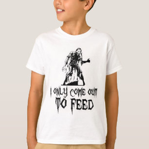 Jag kommer endast ut att mata den Retro zombien T-shirt