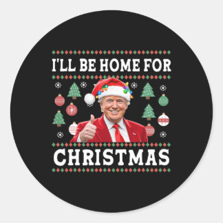 Jag kommer hem till jul Donald Trump Santa Chri Runt Klistermärke