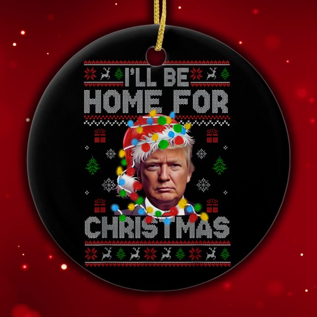 Jag kommer hem till jul | Funny Santa Trump Julgransprydnad Keramik (Skapare uppladdad)