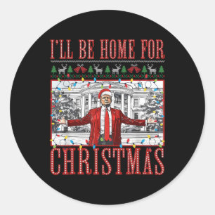 Jag kommer hem till jul, jättebra sötare Santa Tru Runt Klistermärke
