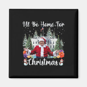 Jag kommer hem till jul Rolig Tomte Klöver Trump Magnet