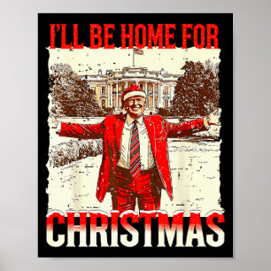Jag kommer hem till jul Santa Vintage Roligt Skämt Poster