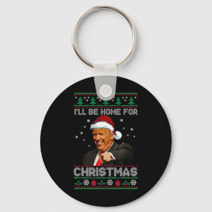Jag kommer hem till jul tomte rolig trump jul nyckelring