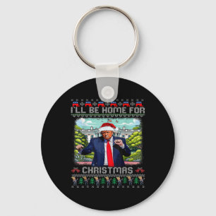 Jag kommer hem till jul tomte rolig Trump julafton Nyckelring