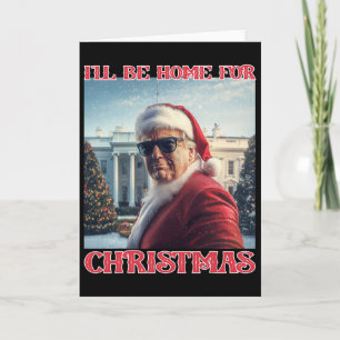 Jag kommer hem till jul Trump Santa Selfie Vit Kort