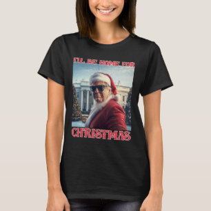 Jag kommer hem till jul Trump Santa Selfie Vit T Shirt