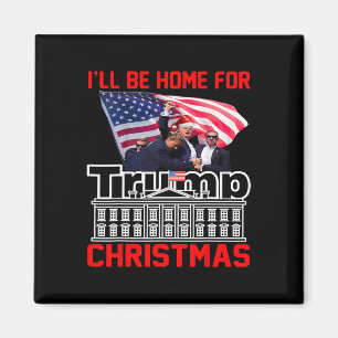 Jag kommer hem till julen Santa Rolig Trump Jul Magnet