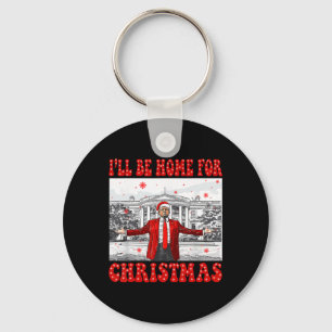 Jag kommer hem till julen Santa Roligt Trump Xmas Nyckelring