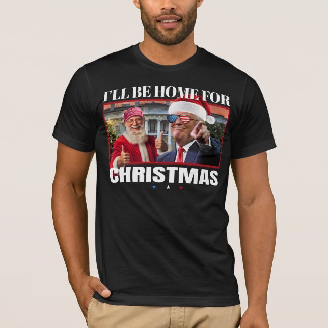 Jag kommer hem till julklapp och jultomten Xma T Shirt (Framsida)