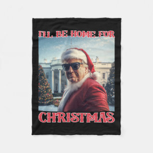 Jag kommer hem till julklapp Santa Selfie Whit Fleecefilt