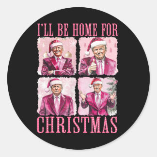 Jag kommer hem till jultomten och Julafton-trumpen Runt Klistermärke