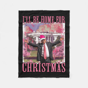 Jag kommer hem till jultomten Rosa Trump Julafton  Fleecefilt