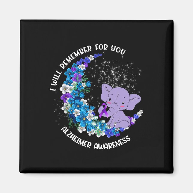 Jag kommer ihåg Alzheimer Awareness Elephant Magnet (Framsidan)