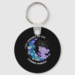 Jag kommer ihåg Alzheimer Awareness Elephant Nyckelring