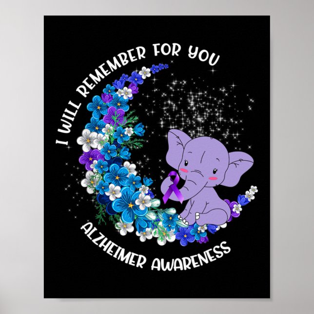 Jag kommer ihåg Alzheimer Awareness Elephant Poster (Framsidan)