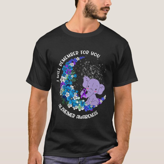 Jag kommer ihåg Alzheimer Awareness Elephant T Shirt (Framsida)