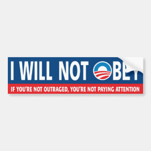 JAG KOMMER INTE ATT OBEY - Anti Obama Bumper Stick Bildekal