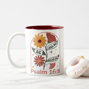 Jag kommer inte att skakas av Bible Verse Wildblom Två-Tonad Mugg