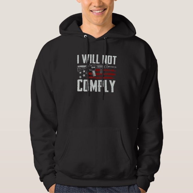 Jag kommer inte att uppfylla Ar15 USA flagga Pro G Hoodie (Framsida)