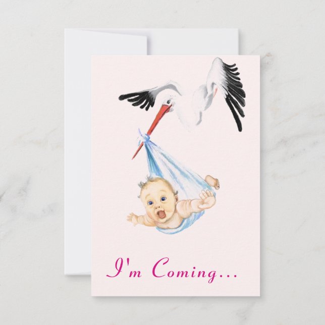 Jag kommer med en trevlig stork-babyinbjudan (Baksida)