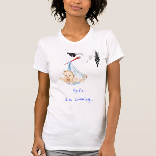 Jag kommer... Stork med Baby-funktion - lägg till T Shirt