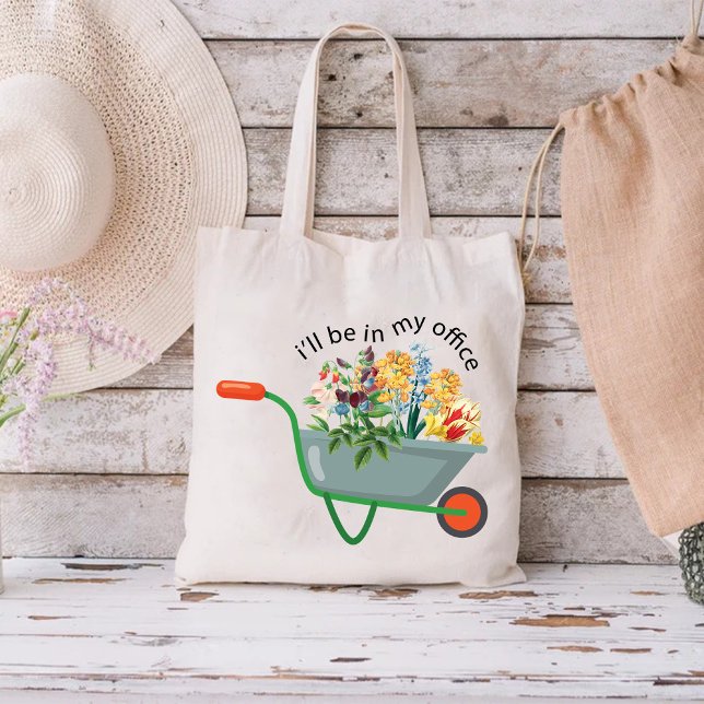 Jag kommer till mitt kontor/Mamma Blomsterträdgård Tygkasse (I'll Be In My Office / Mom Flower Garden Tote Bag)