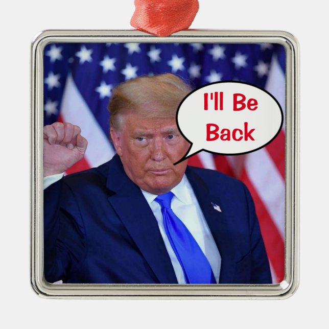 Jag Kommer Tillbaka Trump 2024 Julgransprydnad Metall (Framsidan)