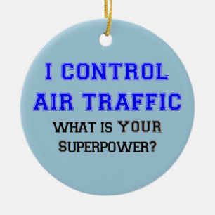 Jag kontrollerar flygtrafik julgransprydnad keramik