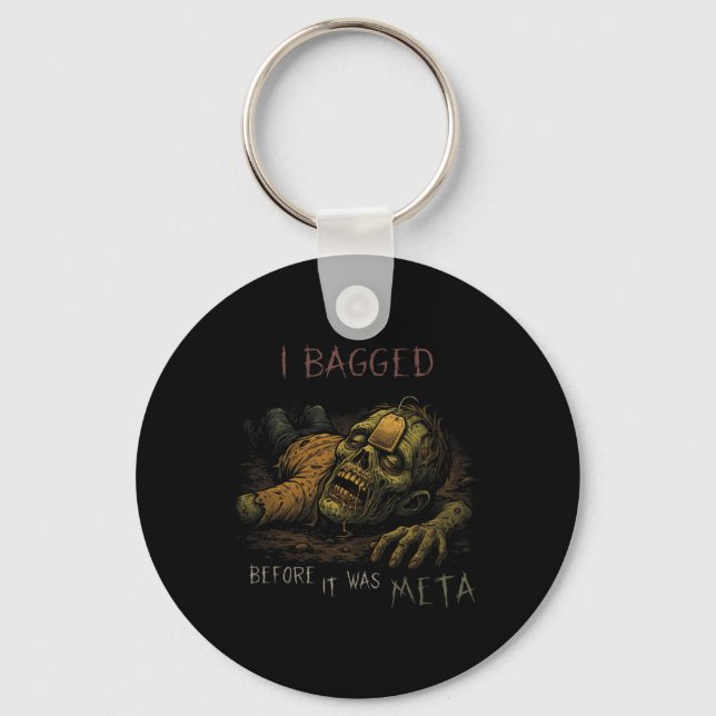 Jag köpte innan det var meta - Rolig teabag zombie Nyckelring (Framsida)