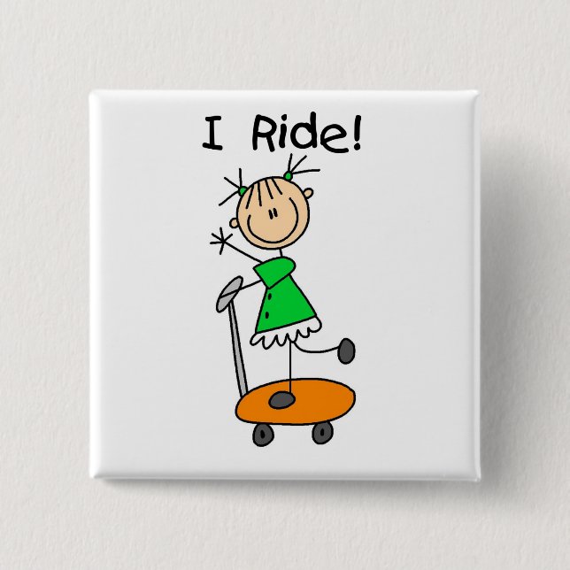 Jag kör - Flicka på scooter Knapp (Framsida)