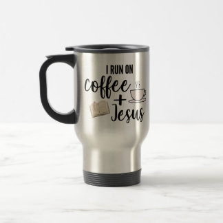 Jag kör på kaffe och den Jesus travel mug Resemugg