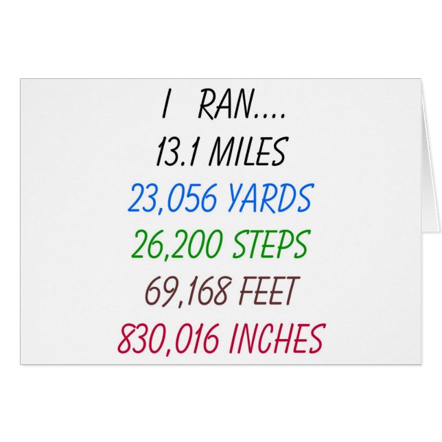 Jag körde 13,1 Miles Hälsningskort (Framsidan Horizontal)