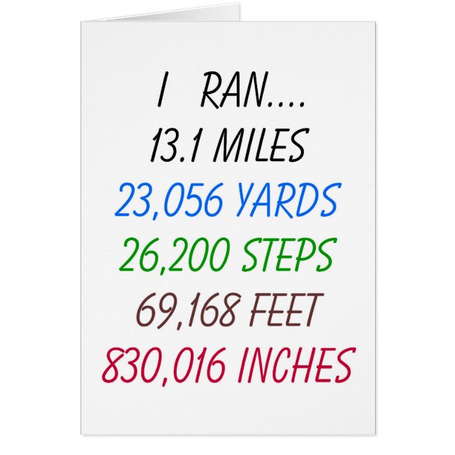 Jag körde 13,1 Miles Hälsningskort (Framsidan)